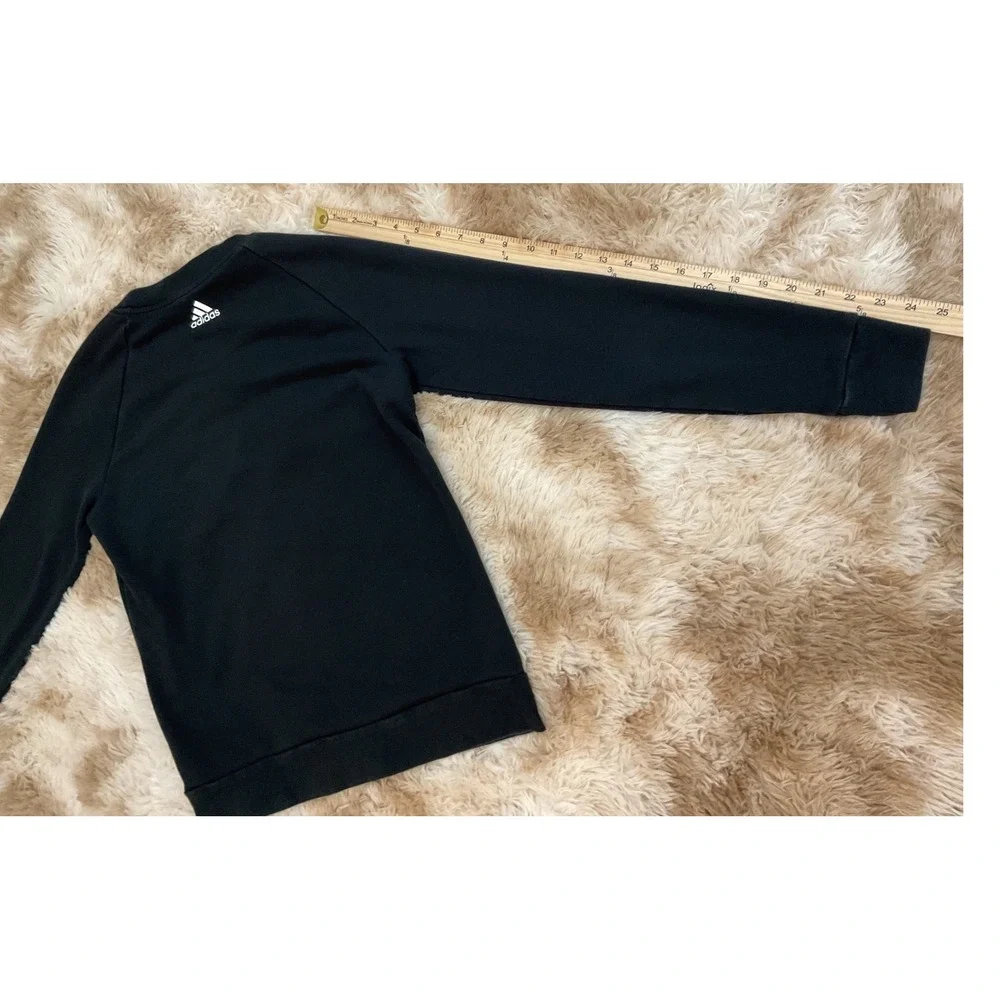 Adidas Mens Black Graphic Logo Raglan Crewneck Sweatshirt Medium RN 88387